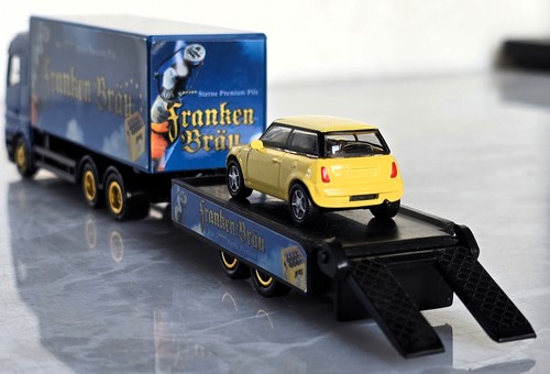 Frankenbräu MB Actros LKW Modell Mini Cooper Sammeltruck Werbetruck Minitruck - Bild 5 von 7