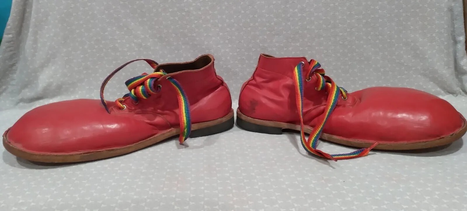Vintage O'Sullivans Red Leather Professional Clown Shoes w/ Rainbow