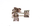 14k white gold .30ct SI3 H princess diamond stud earrings ladies gents — photo 6