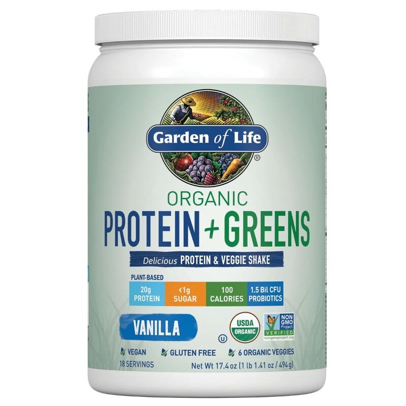 Organic Plant Based Greens Probiotic 20g Protein Shake Drink Powder 1.1lb