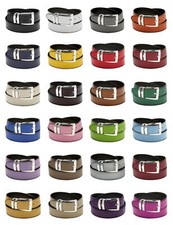 Men's Belt Reversible Wide Bonded Leather Silver-Tone Buckle XL Sizes