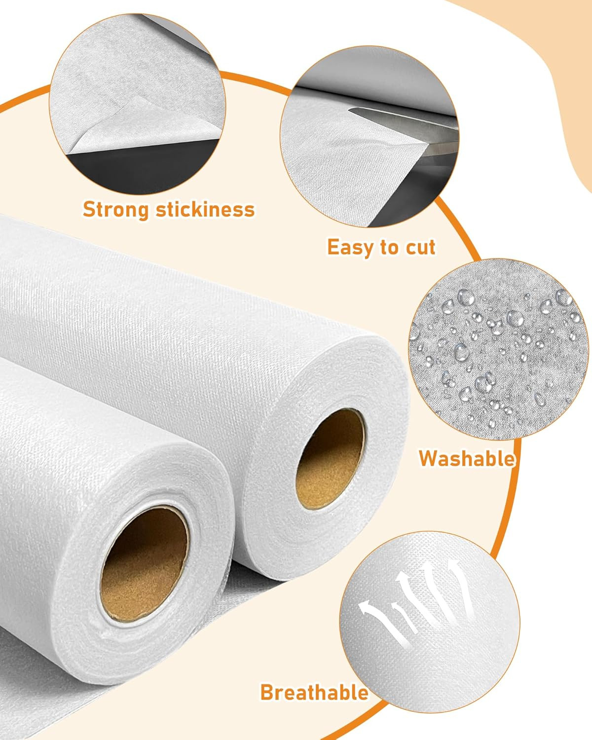 Medium Weight White Iron-On Non-Woven Fusible Interfacing: 16.5" X 30Yd Medium W