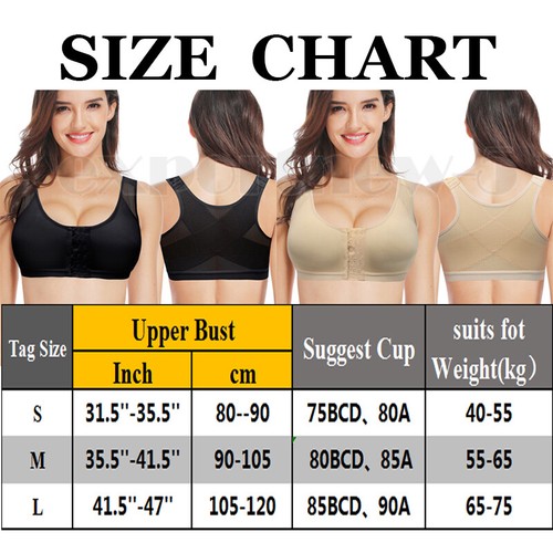 Front Fastening Stretch Post Surgery Bra with Wide Back Support Body