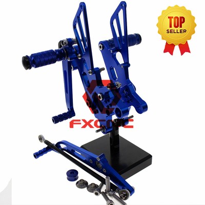 FXCNC CNC Adjust Footrest Rearset Foot Pegs Rest For YZF R6 R6S 2006-2021 Blue