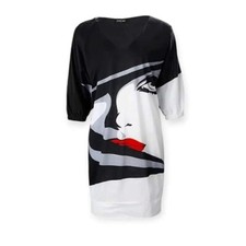 Women's Abstract Figure Print V - Neck Jumper / Dress, Medium NEW