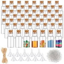 50 Packs Mini Plastic Bottles with Corks Eye Screws Funnels Sand Art Bottles