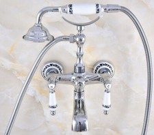 Polished Chrome Clawfoot Bathroom Tub Faucet Mixer Tap W/ Hand Shower stf870