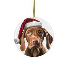 Hanging Ceramic Christmas Tree Ornament - Vizsla Puppy Design