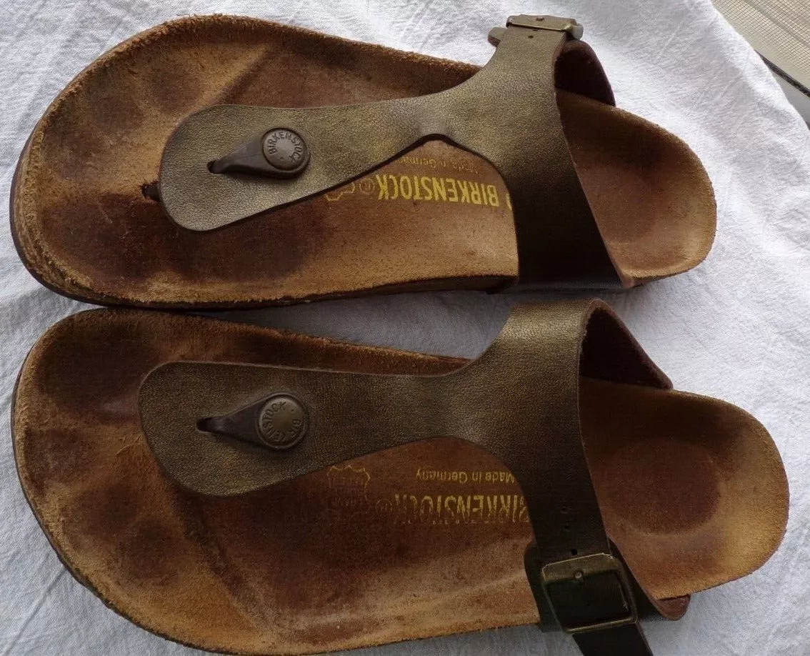 Billy teleskop lag Birkenstock Gizeh Thong Sandals Brown Gold Bronze Slides 40 L9 M7 | eBay