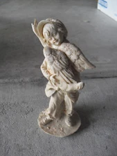 Vintage A Belari Signes Resin Boy with Goose Figurine 6 3/4" Tall