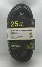 GoGreen Power GG-13825BK - 14/3 25 ft' SJTW Outdoor Extension Cord - Black