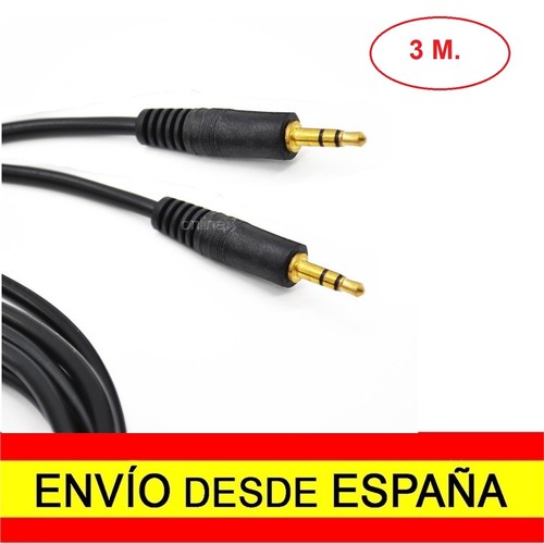 Cable Doble Alargador Mini Jack Macho Oro 3,5mm 3 metros Audio Color Negro eBay