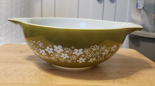 Pyrex Crazy Daisy Spring Blossom Cinderella Rührschüssel Avocado Grün 444 Vintage