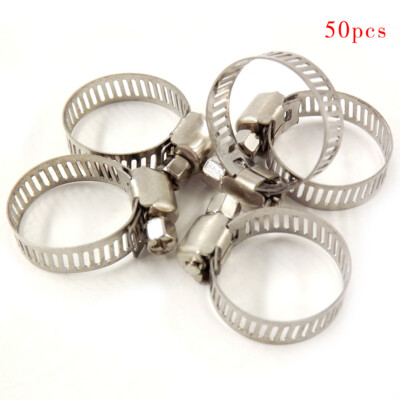 50-Pack 3/4'' to 1'' Stainless Steel Adjustable Hose Clamps   Heavy-Duty