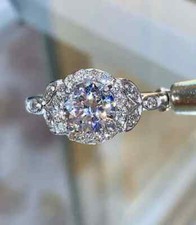 2Ct Lab Created Round Cut Diamond Halo Wedding Ring 14K White Gold Finish