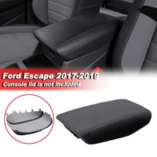 Center Console Lid Armrest Cover Trim Leather For Ford Escape 2017-2019 Black