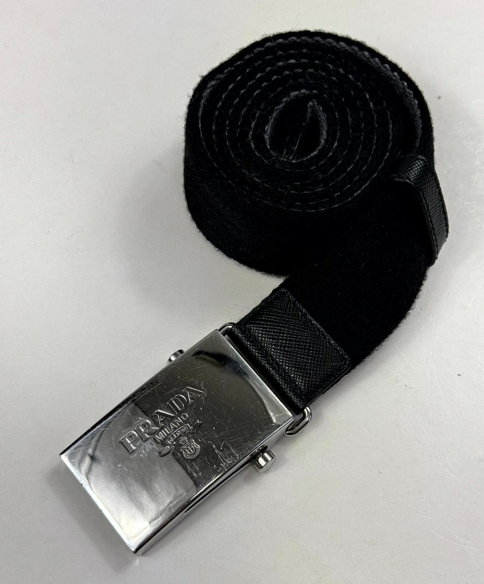 Prada Logo Adjustable Black/Grey Men Belt Size 95/38 | eBay