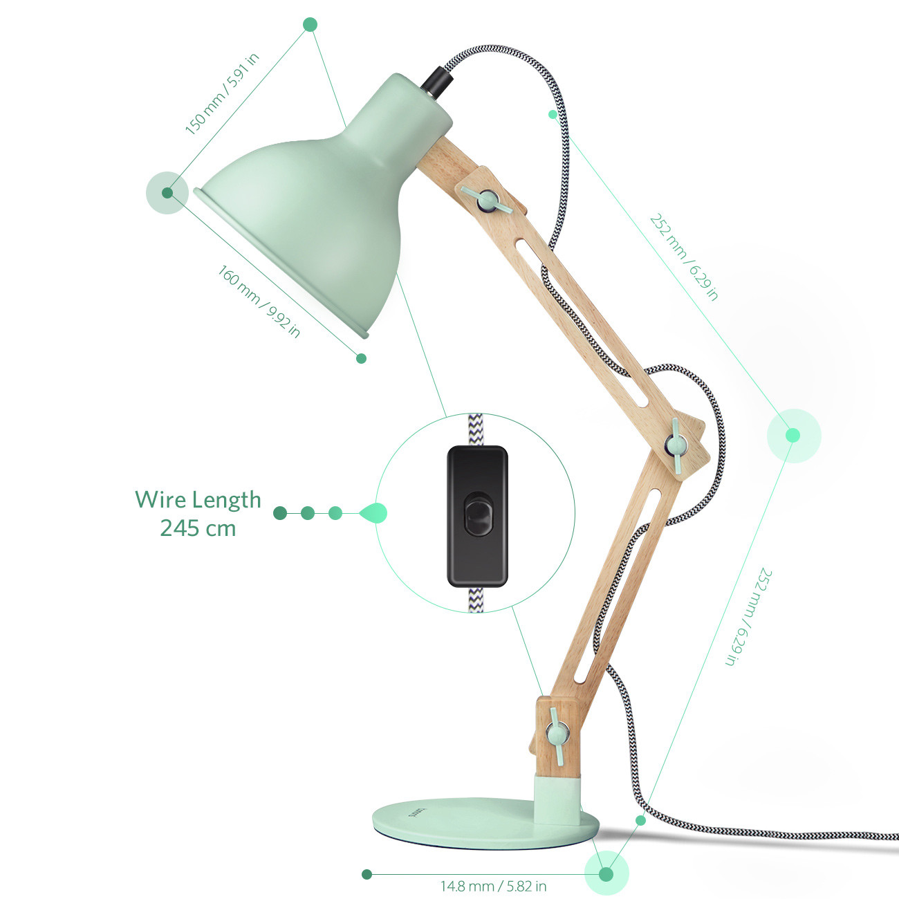 tomons swing arm led desk lamp