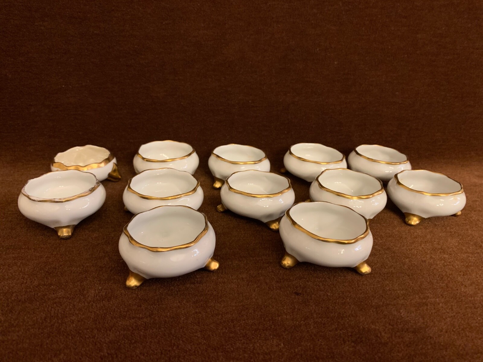 Salt Cellers, Porcelain, Gold Trim