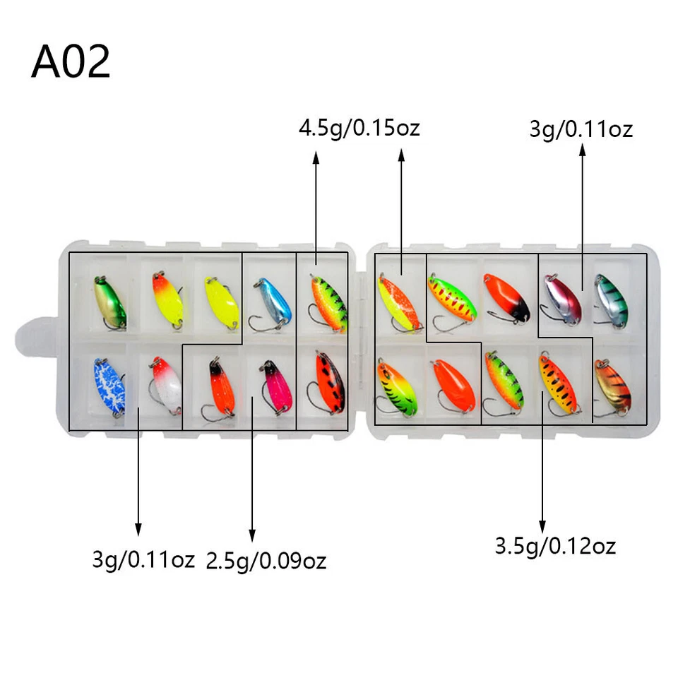 20x Angelköder Spinner Köder Set Forellen Angelköder Bassköder mit Tackle Boxen - Bild 2 von 4