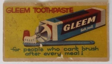 Vintage Gleem Toothpaste Minute Maid Orange Juice Double Sided Advertising Card