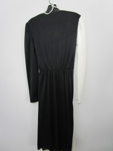 S Disco 70s 80s Wrap Dance Dress Vintage Black White Diva - Picture 4 of 10