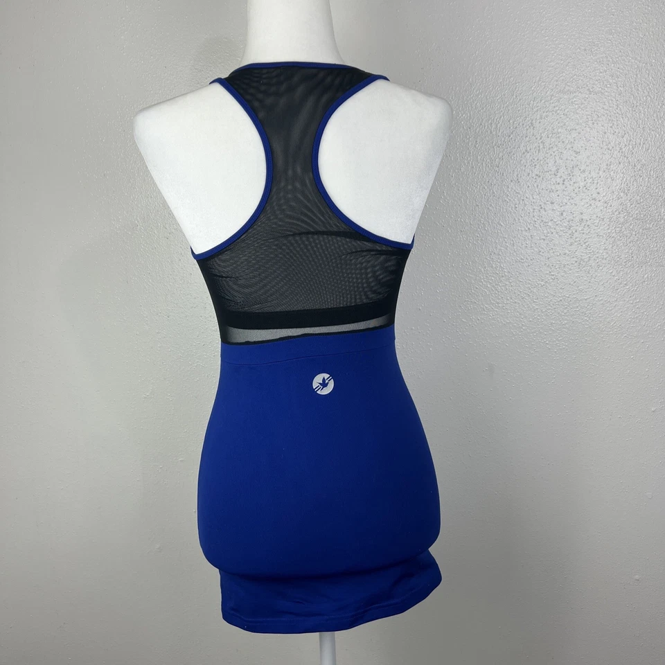 Camiseta sin mangas American Eagle para mujer pequeña azul negra malla cuello en V espalda deportiva activa Foto 3 de 4