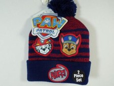 New Toddler Boy's PAW PATROL Marshall Chase Cuffed Tassel Beanie Hat Mittens
