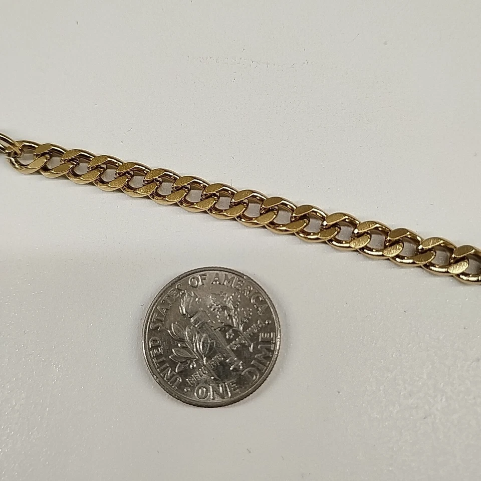 Мужской браслет с латунным покрытием кубинская цепочка позолота 7–9 дюймов - Изображение 3 из 4