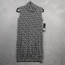 Tiana B Womens Dress Black White Geometric Sleeveless Turtleneck NWT Size PM