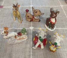 Lot of 6 Asst'd Reindeer Christmas Some Vintage  See below for Description