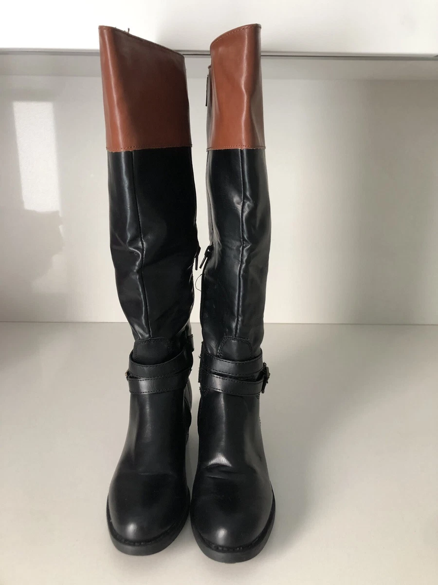 Black and store cognac boots