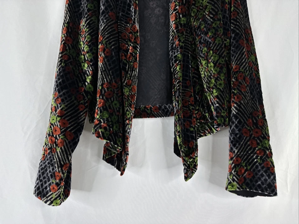 Anthropologie Ett Twa 天鹅绒开衫女式 8 码花卉长袖波西米亚风 — 第 4/4 张图片