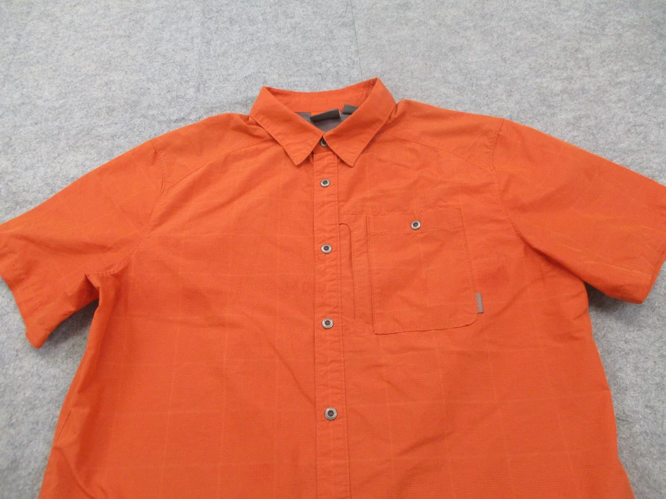 Merrell Shirt Mens Extra Large Orange Hiking Short Sleeve Button Up Camp - Image 2 of 4