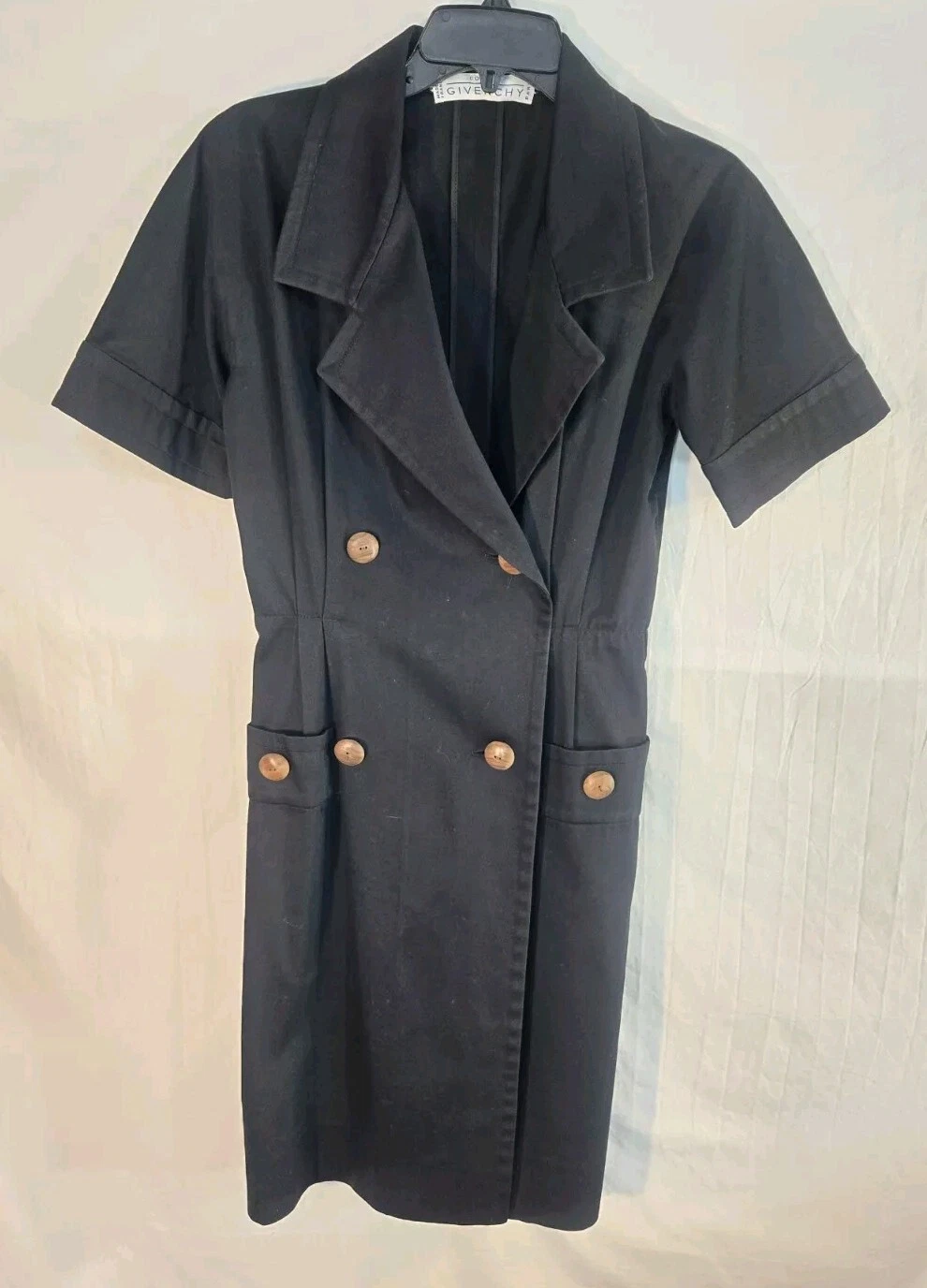 Abito donna vintage Givenchy nero medio doppiopetto colletto