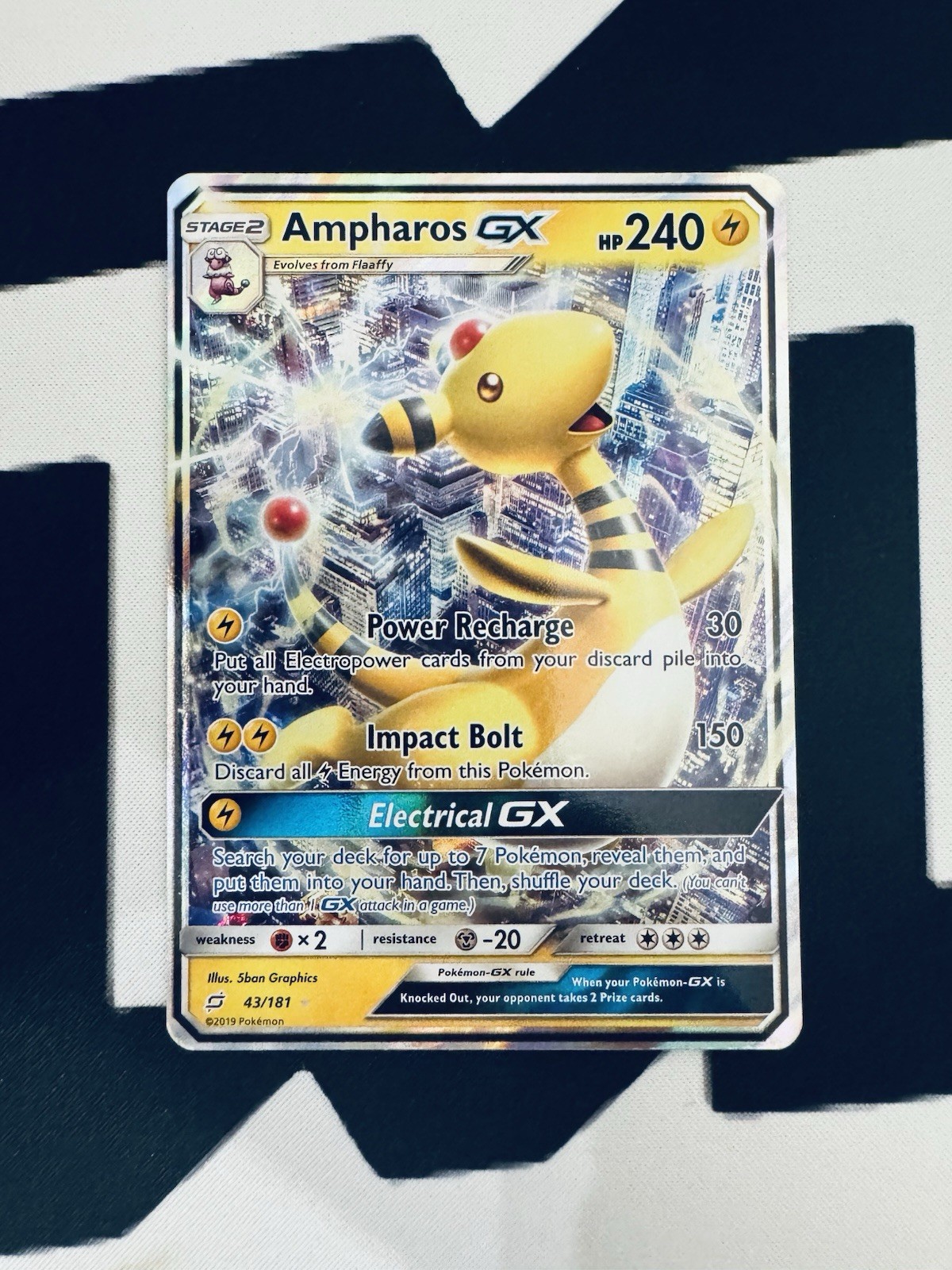 Pokémon Ampharos GX 43/181 Sm-Team Up Ultra Rare Holo