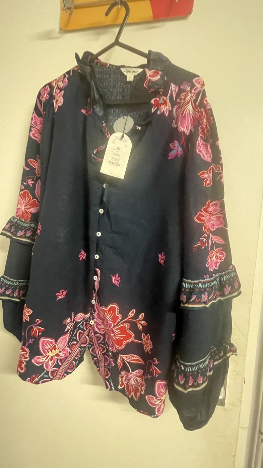 Monsoon Kayla Printed Dobby Blouse shirt Navy Size Medium RRP £58.99 New QVC image 3
