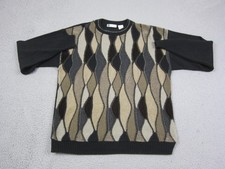 Vintage Bachrach Sweater Mens Extra Large XL Black Abstract Knit Made in USA