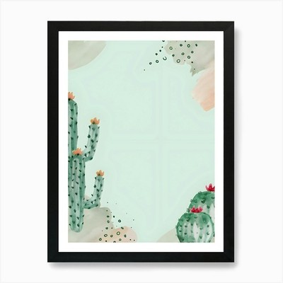 Aquarell Kaktus Kunstdruck gerahmt Wandbild Poster Leinwanddruck Bild