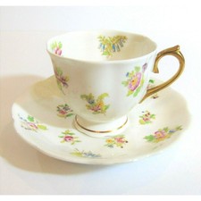 Royal Albert Dolly Varden Tea Cup & Saucer Set c1935 Pink Gold Chintz Bone China