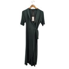 Quince Women Tencel Jersey Midi Wrap Dress Dark Olive Basic Sleeved L