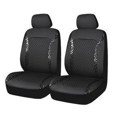 Auto Drive Black Faux Leather Black Leopard Automotive Seat Covers 2 Pack