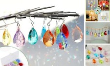 38mm Crystal Suncatcher Prism, 10pcs Multicolor Teardrop Crystals Multi Color