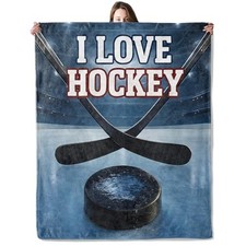 Vintage Blanket, Stick and Ball Design Flannel Blankets Gifts 50"x60" Hockey