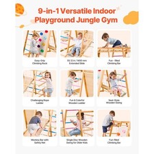 VEVOR Indoor Playground Jungle Gym, 9-in-1 Montessori Climbing Toys for Toddlers