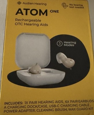 Audien Atom One Rechargeable OTC Hearing Aids Rechargeable With Case