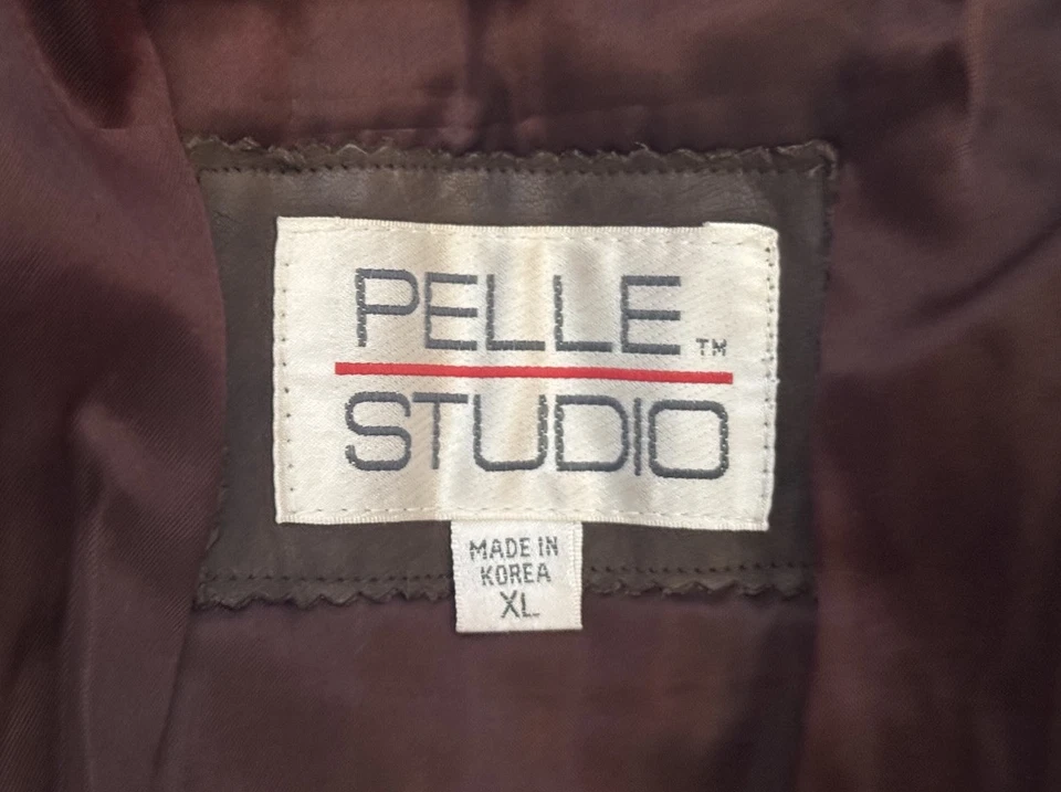 Pelle Studio винтажный кожаный бомбардировщик полный молнии коричневая куртка пальто мужчин XL - Изображение 2 из 4