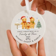 Personalised First Christmas as Family of 3 Bauble, 1st Christmas as Three