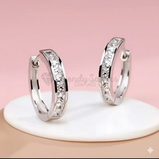 Crystal Huggie Hoop Earrings 925 Sterling Silver Ladies Girls Jewellery Gift UK