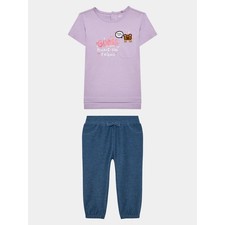 GUESS Set completo neonata t-shirt lilla orsetto + pantalone 3/6 12 24 mesi